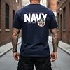 Men's Vintage 250th Anniversary Navy American Flag Patriotic Short-Sleeve Cotton T-Shirt by Inlyline