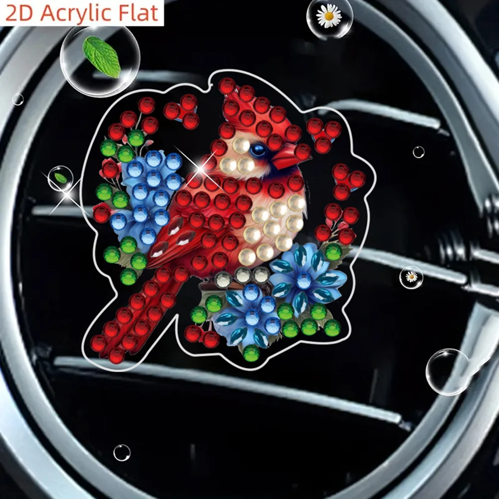 4pc Bird DIY Diamond Painting Car Air Vent Clip Air Freshener for Adult Beginner