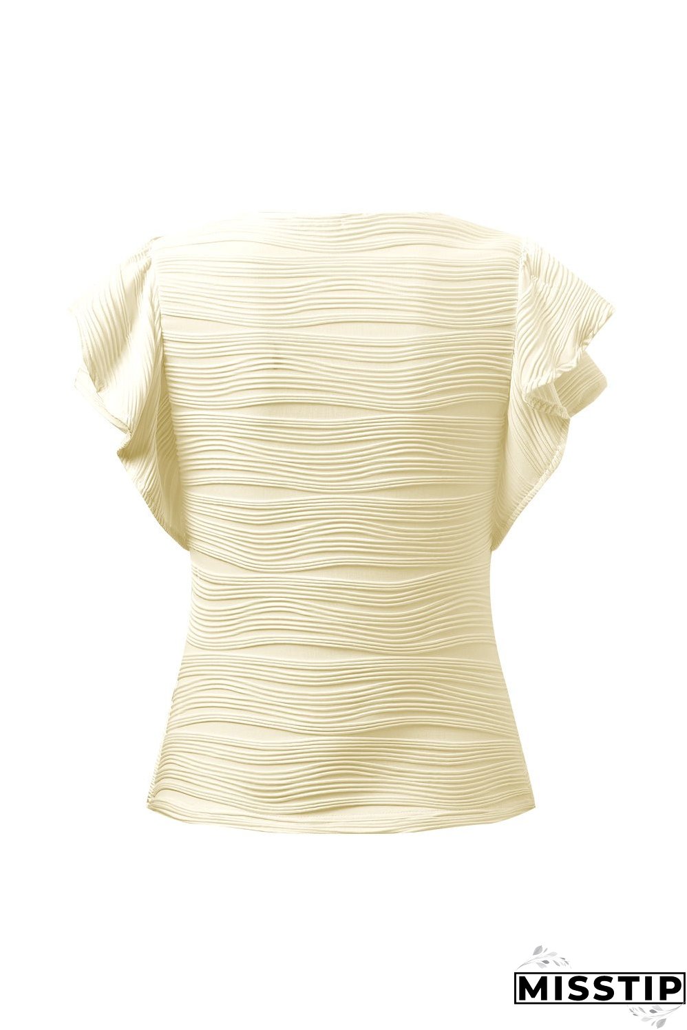 Textured Round Neck Cap Sleeve Top