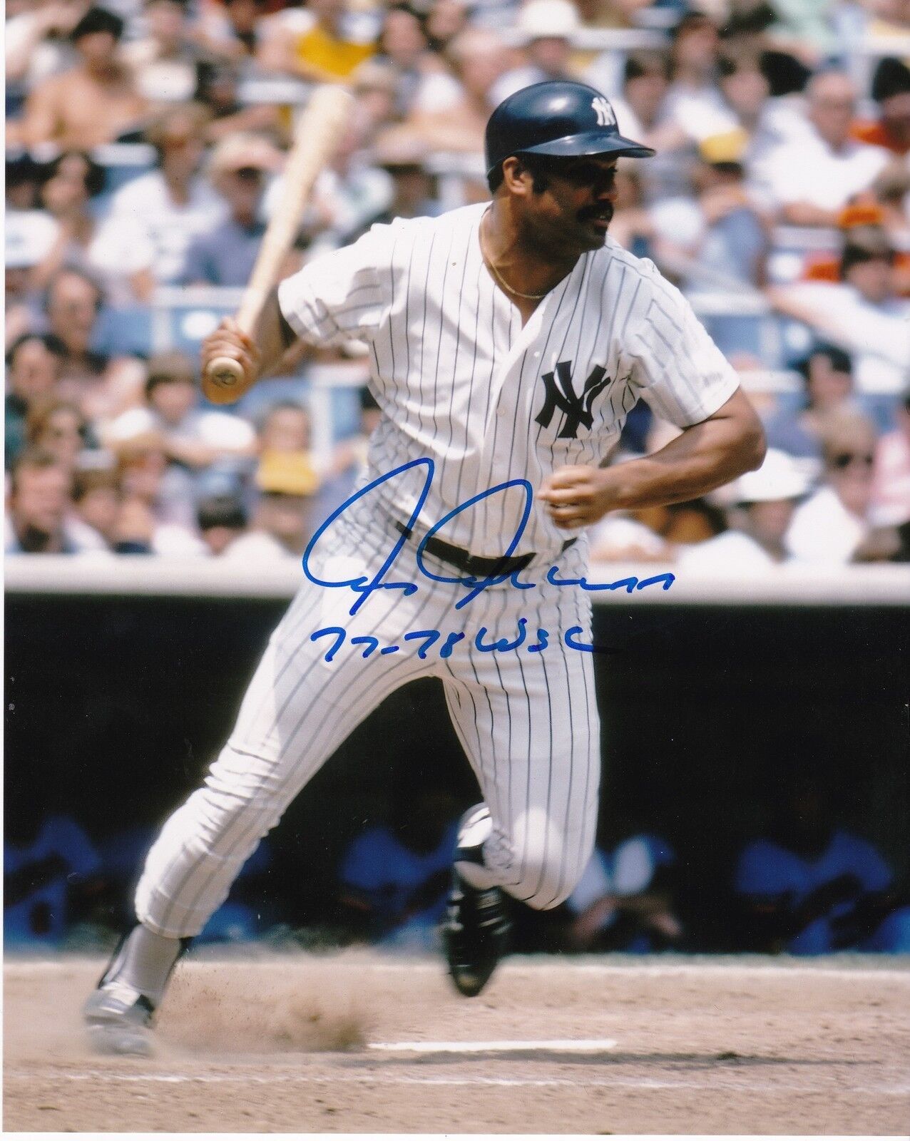 CHRIS CHAMBLISS NEW YORK YANKEES WS CHAMPS 77-78 ACTION SIGNED 8x10