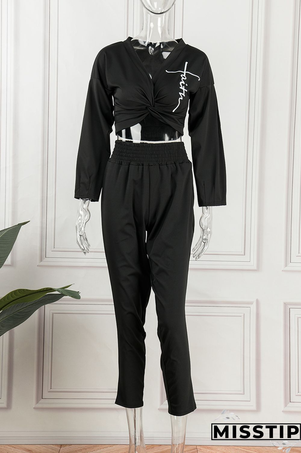 Beige Casual Print Patchwork V Neck Long Sleeve Two Pieces