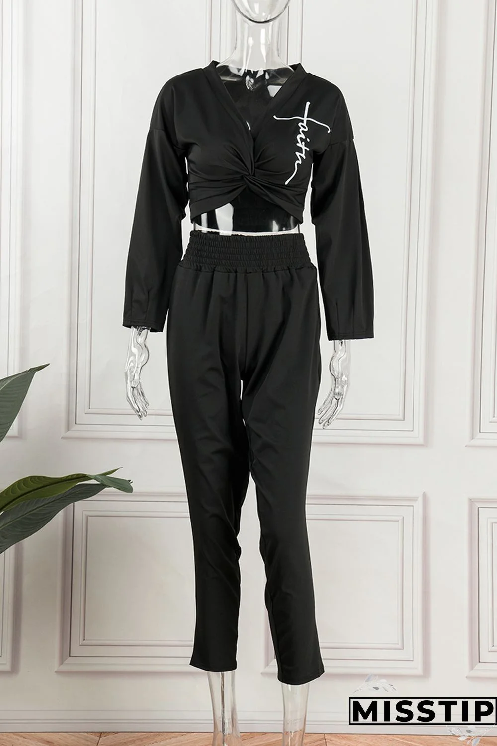 Beige Casual Print Patchwork V Neck Long Sleeve Two Pieces