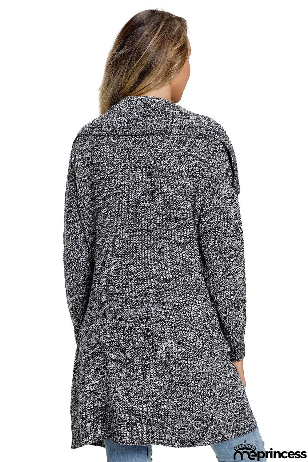 Winter Gray Chunky Long Cardigan with Side Pockets