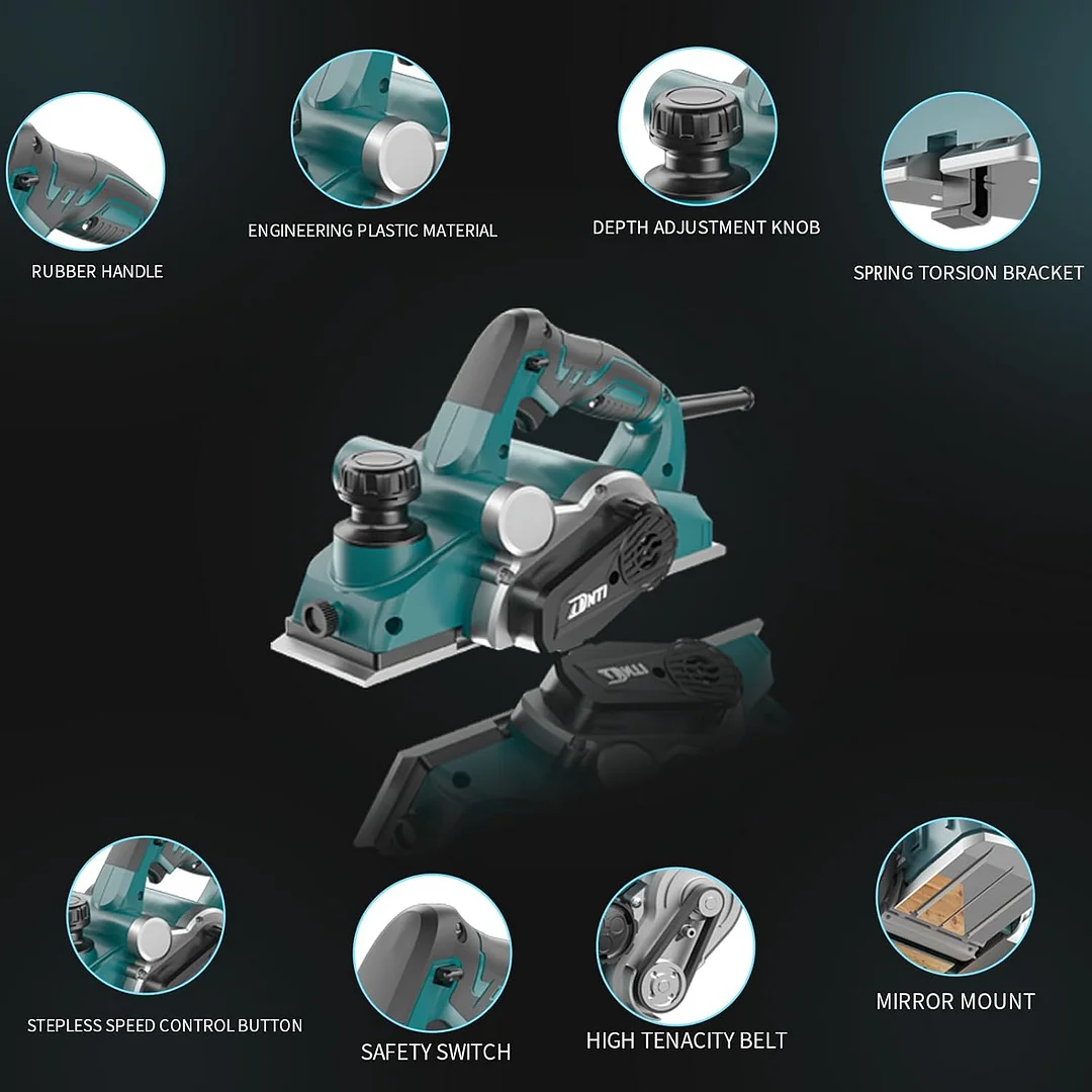 مِبْرَاة كهربائية يدوية تعمل بالبطارية &ndash; مزودة ببطاريتين وشاحن سريع، مثالية للنجارة الاحترافية