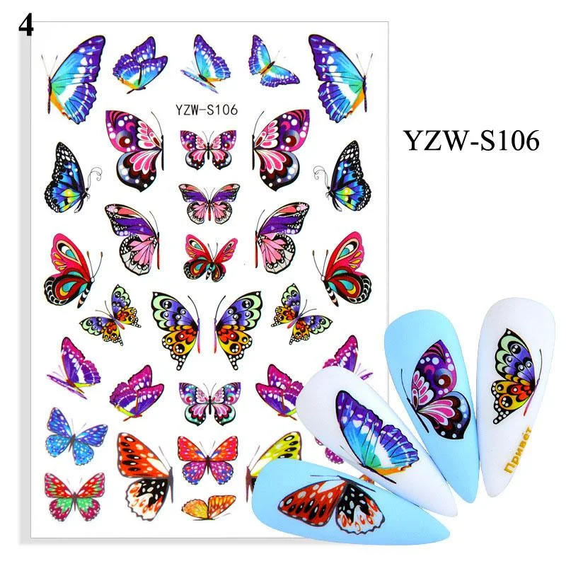 1 Sheet Human Face Nail Stickers And Decals 2021 Nail Art Decorations Set Geometric Pattern Dried Flowers Sliders For Nails Art-Nail Inspo