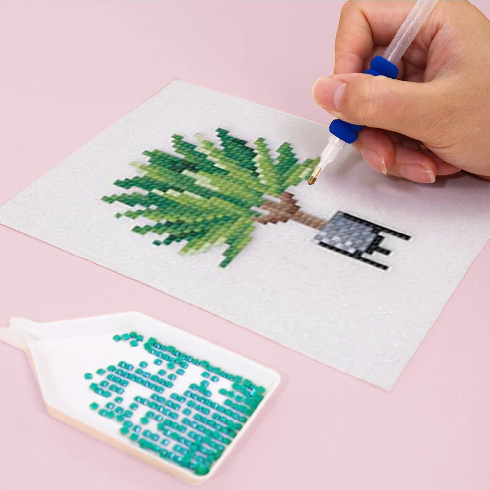 12pcs Plants DIY Mini Square Diamond Painting for Desktop Decor No Frame(14*18cm)