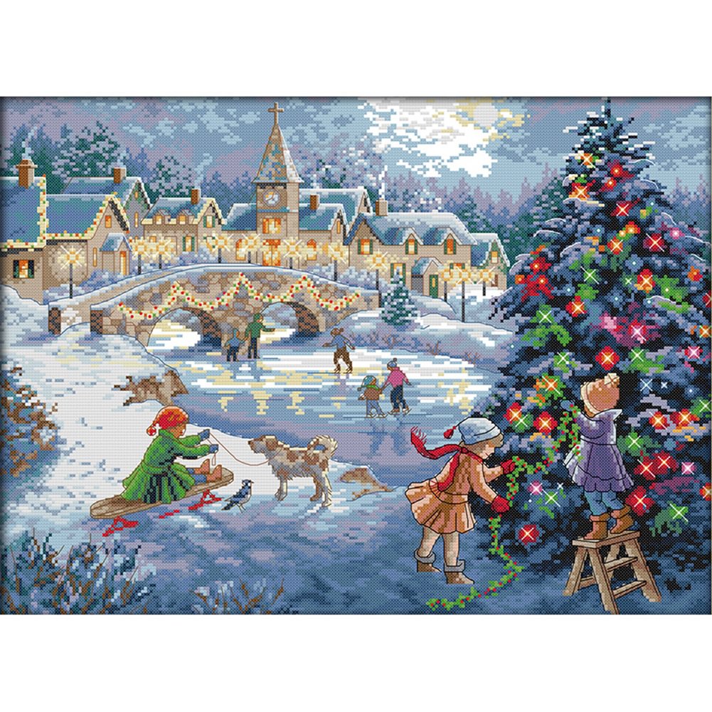 Christmas Series - 14CT Stamped Cross Stitch Kit(52x40cm)