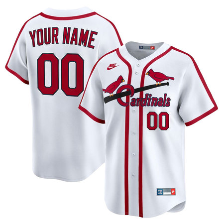 Youth St. Louis Cardinals Nike White Cooperstown Collection Limited Custom Jersey
