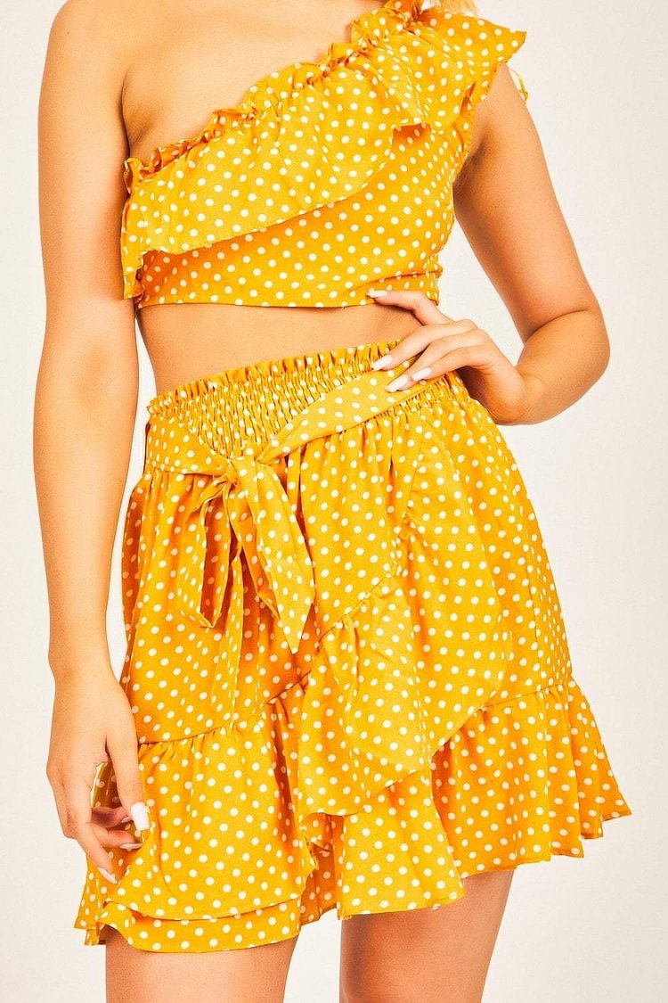 Yellow Polka Dot Frill Skirt Katch Me