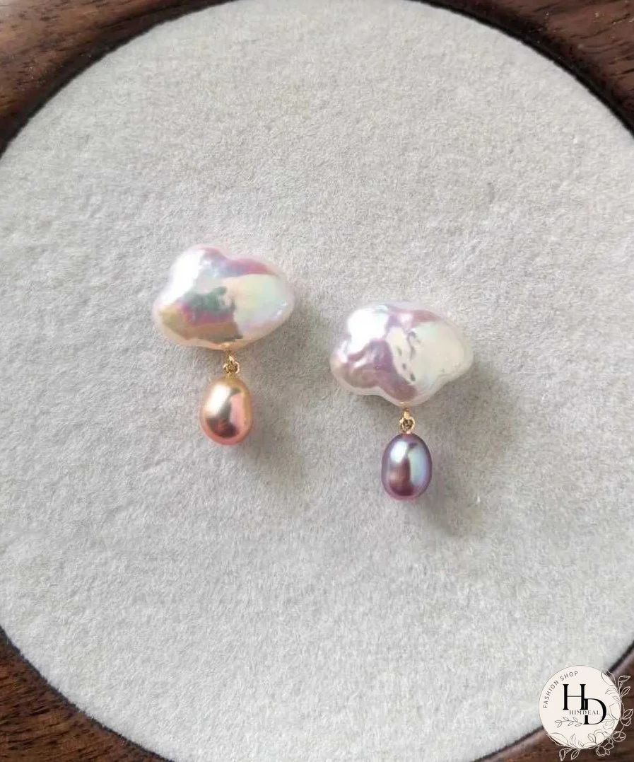 Modern Gold Sterling Silver Overgild Four Leaf Clover Drop Earrings