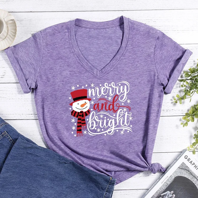 Christmas V-neck T Shirt-Annaletters