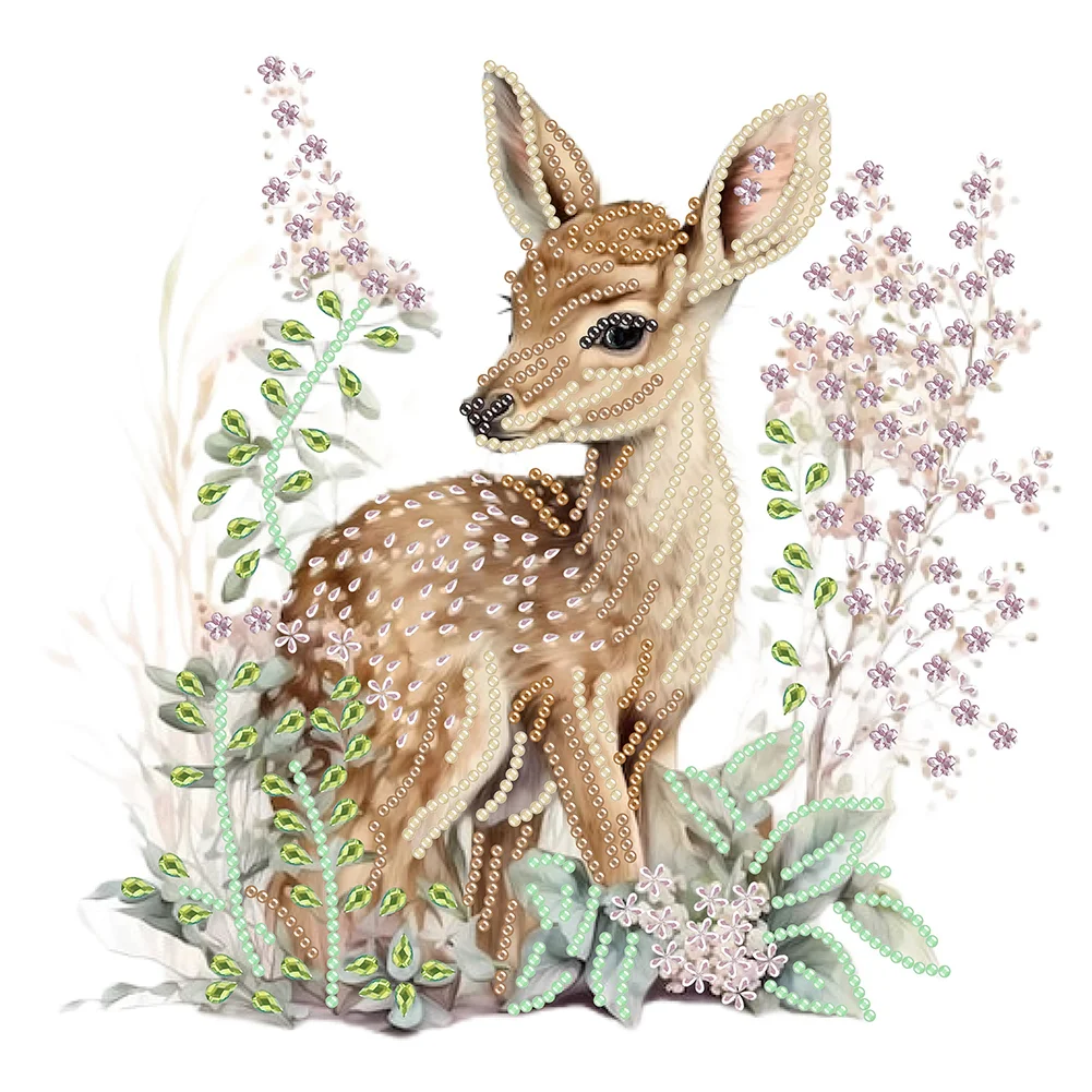 Deer And Flowers, Diamond Painting