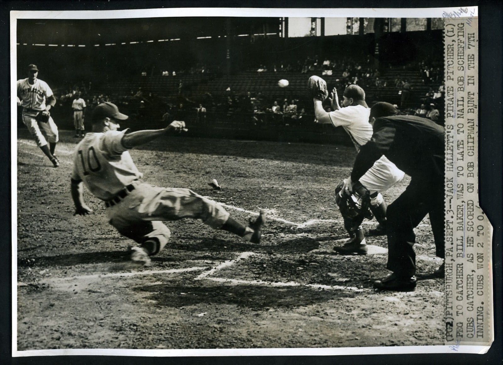 Bob Scheffing Bill Baker Jack Hallett 1946 Press Photo Poster painting Chicago Cubs Pirates