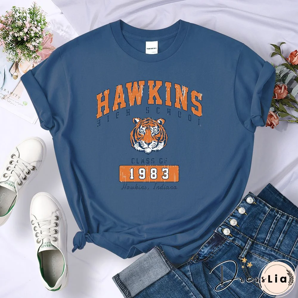 Hawkins High School Class Of 1983 Womens T-Shirts Breathable Casual Tshirt Cute Harajuku Short Sleeve Fashion T Shirts Female