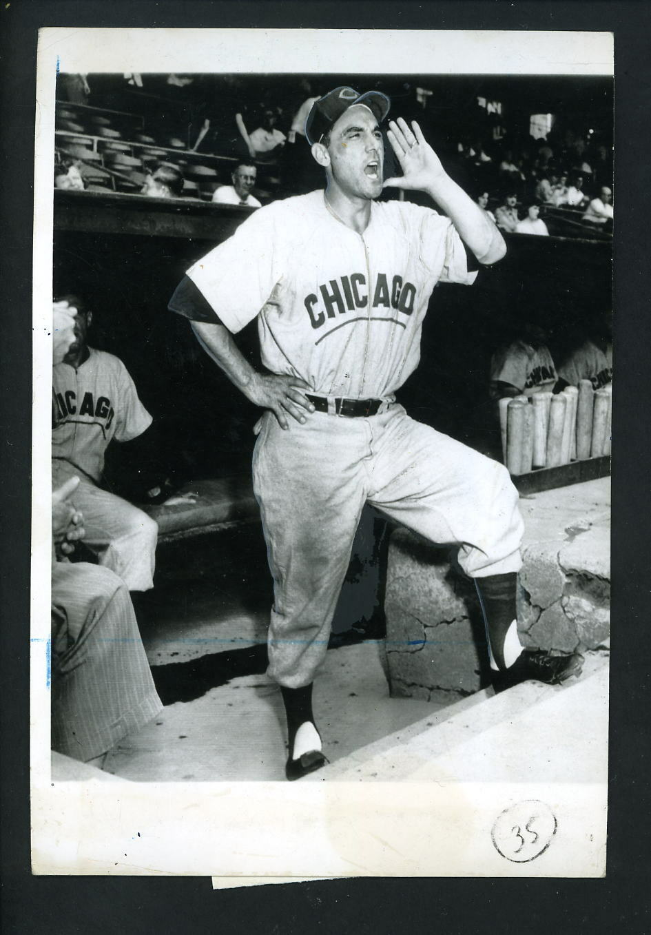 Phil Cavarretta circa 1951 Type 1 Press Photo Poster painting WITH NEGATIVE Chicago Cubs