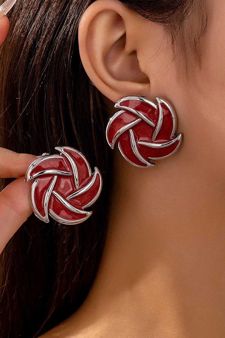 Fashion Purple Dripping Oil Flowers Shaped Smooth Earrings 2024 - Xpluswear