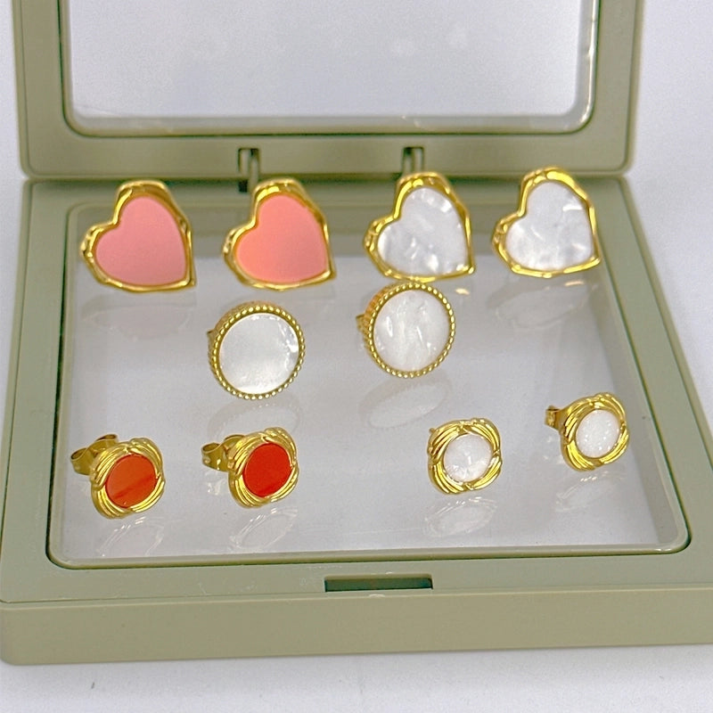 1 Pair Retro Classic Style Heart Shape 304 Stainless Steel Ear Studs