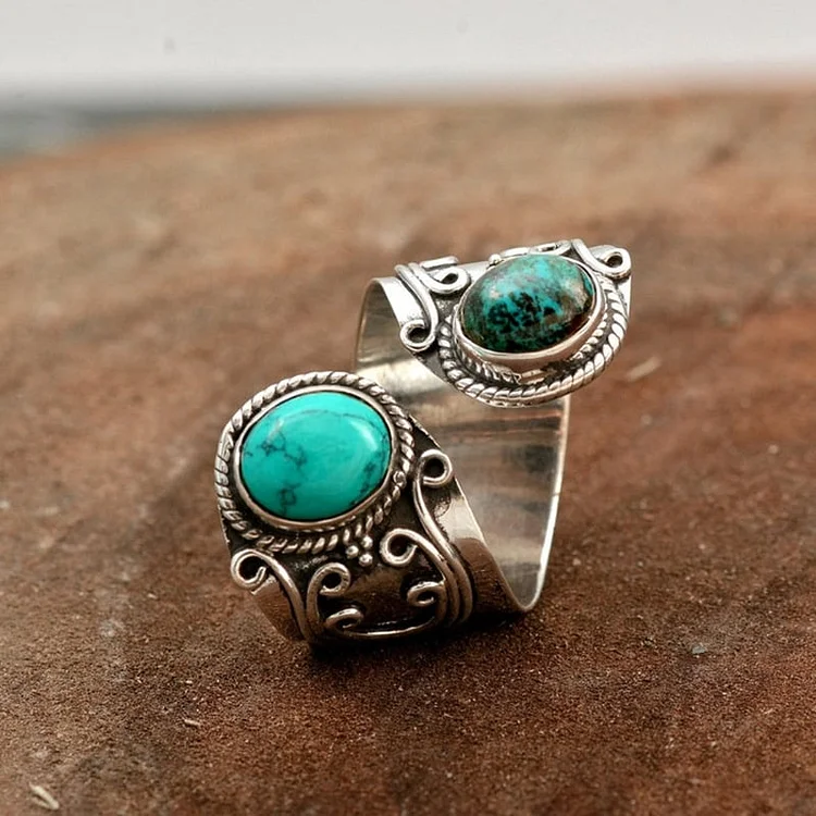 925 Double Turquoise Surround Ring