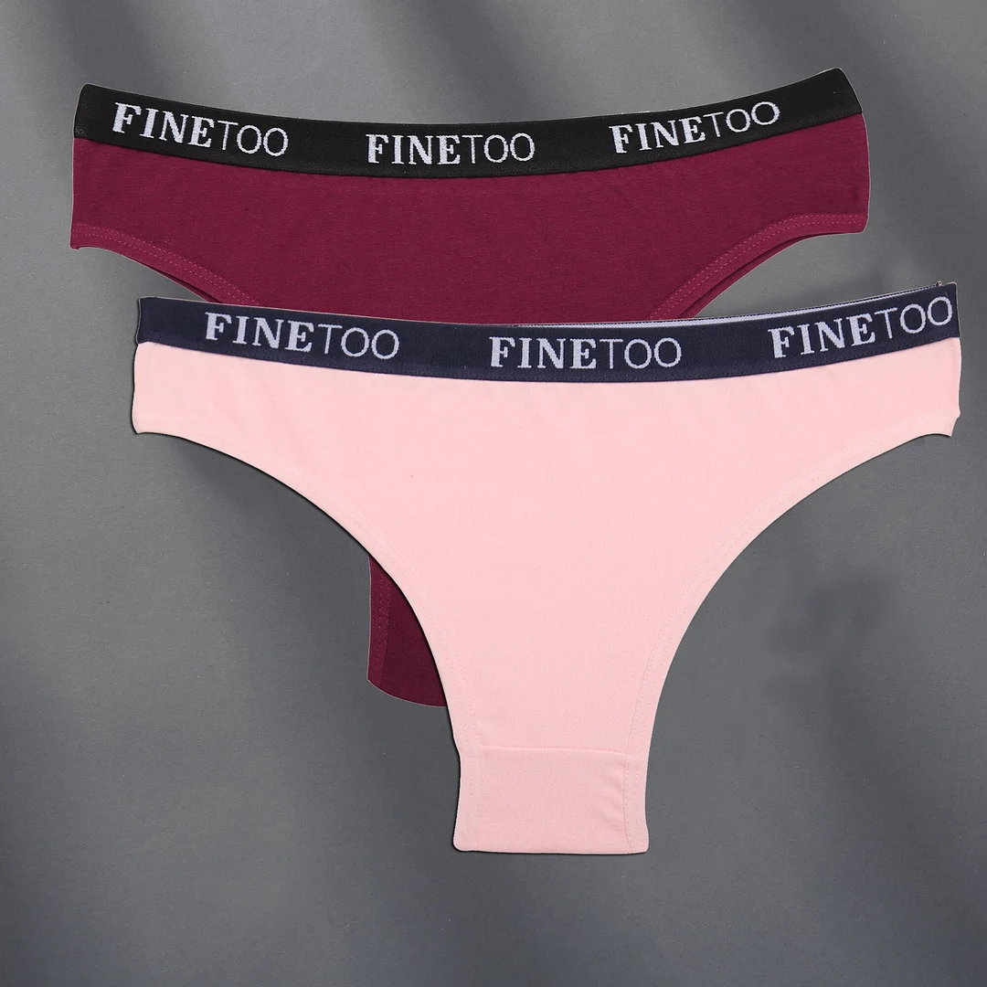 FINETOO 2PCS/Set Cotton Women Sexy Panties Letter Waisted Woman Underwear Fashion Underpant M-XL Female Girls Briefs Lingerie