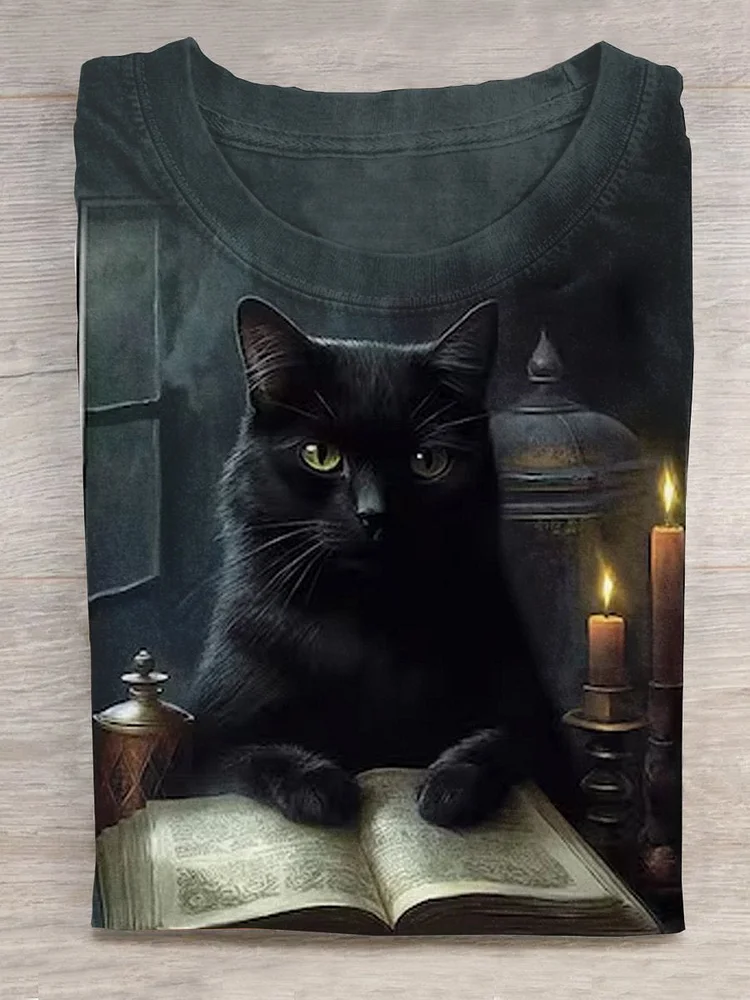 Unisex Black Cat Halloween T-shirt