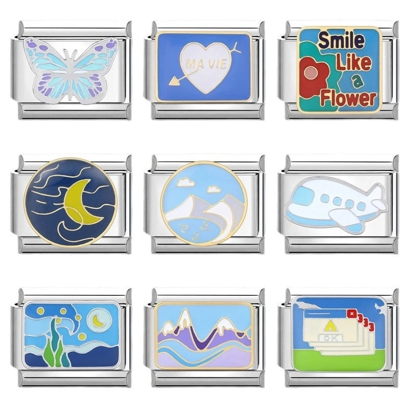 Charms Module Handmade Blue Color Italian Accessories Personalized Creative Stitching Bracelet Vintage Bracelet2