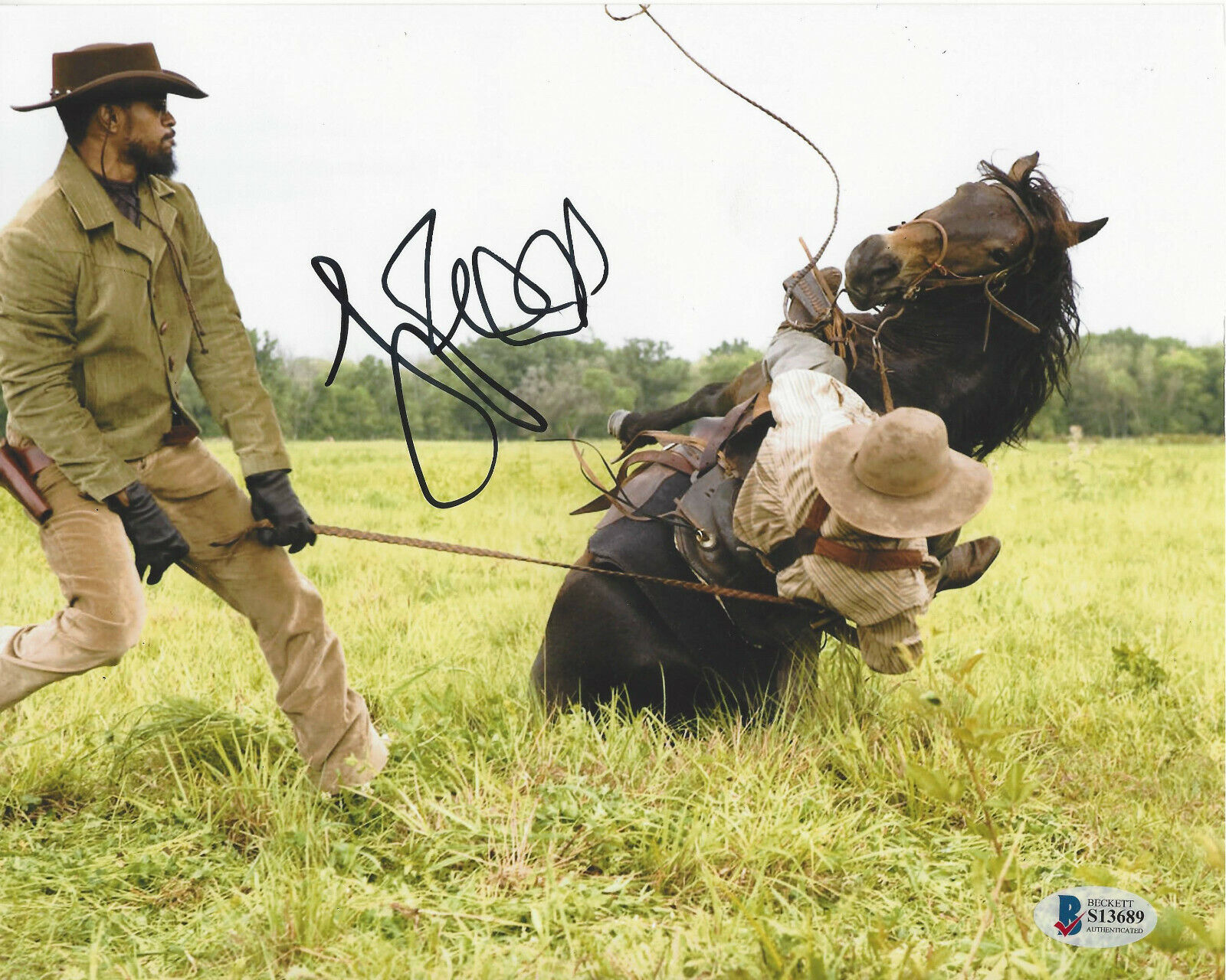 JAMIE FOXX SIGNED AUTHENTIC DJANGO UNCHAINED 8X10 Photo Poster painting 3 ACTOR BECKETT COA BAS