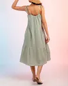 Lace-up Sling Dress Candy Color Stitching Solid Color Midi Dress