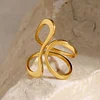 Unique Curving Shape 18K Golden Ring