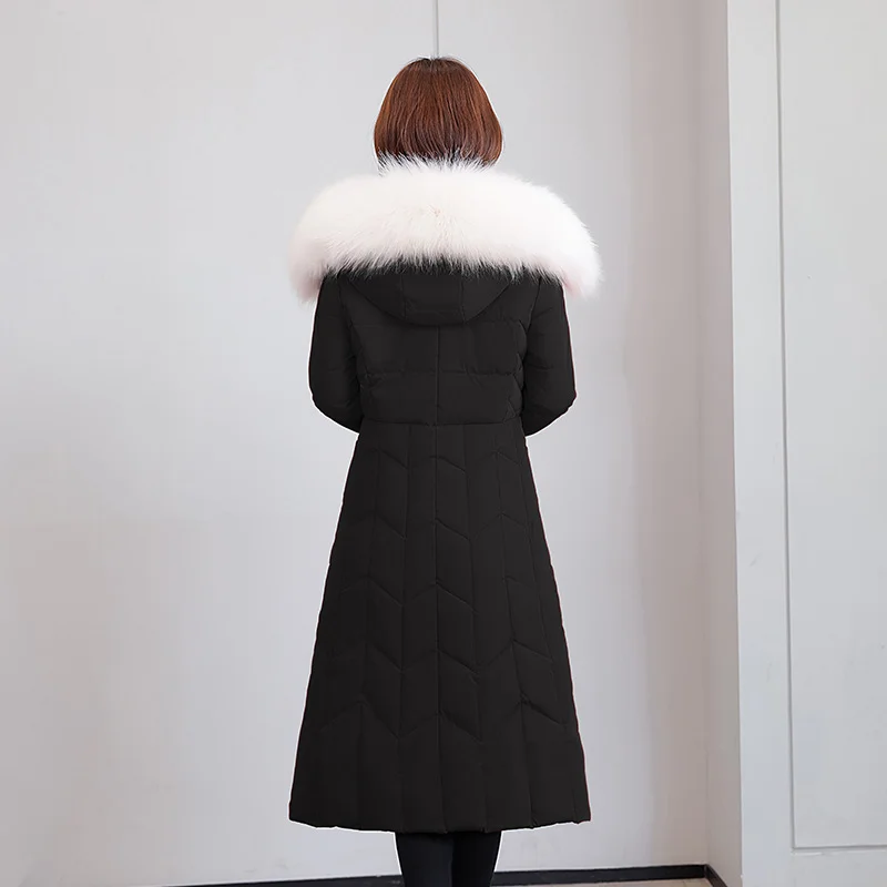 Toloer Winter 2024 New Cotton-Padded Clothes Long Over The Knee Lady Big Wool Collar Slim Slim Big Size Thick Down Cotton Clothes-Outfit Ideas