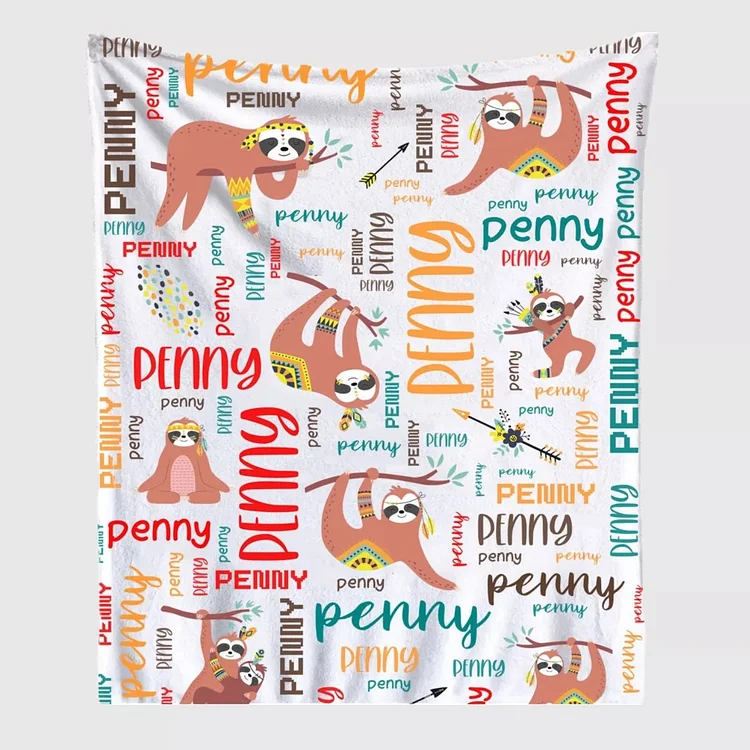 BlanketCute-Personalized Lovely Kid Sloth Blanket with Your Kid's Name | 02