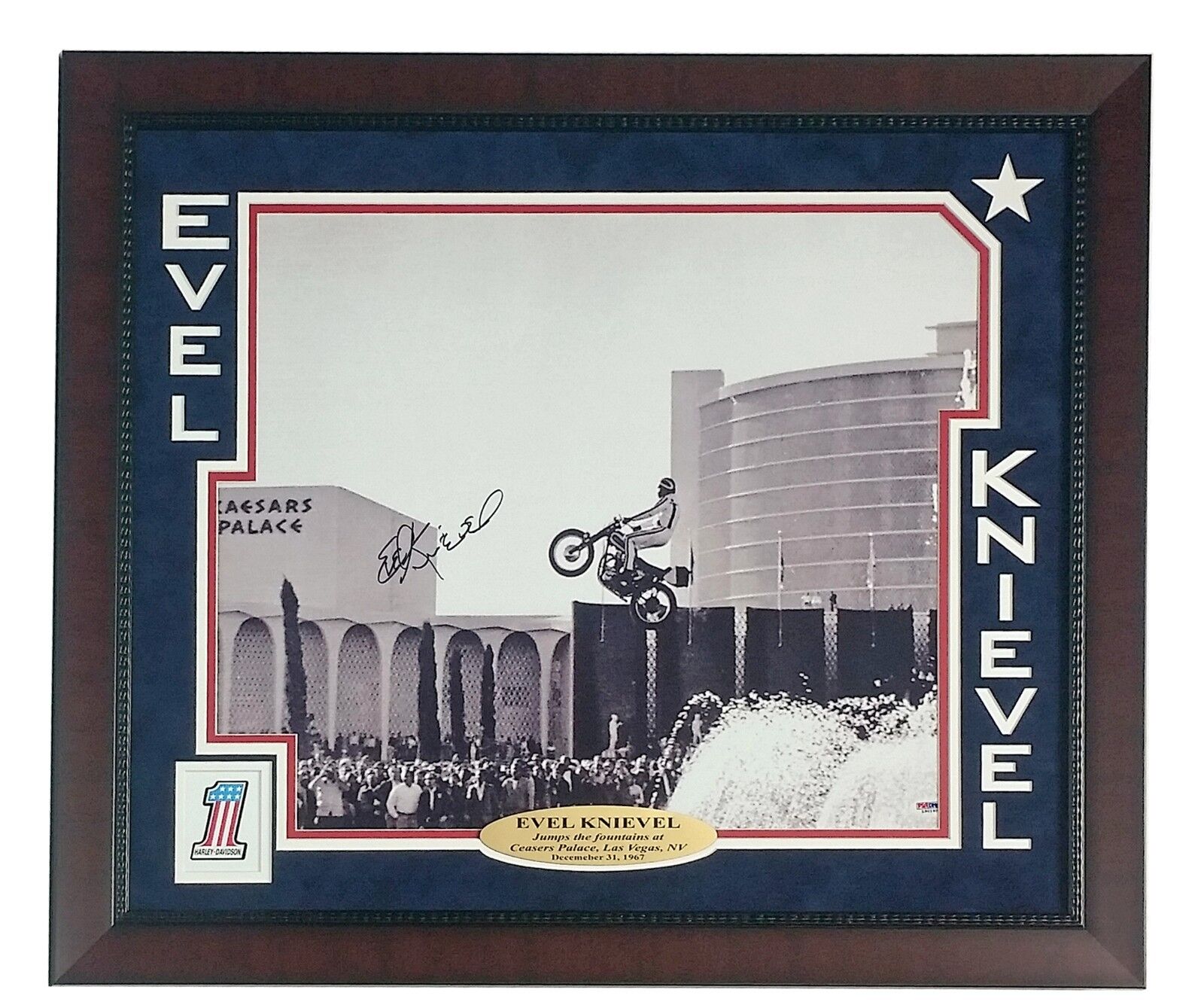 Evel Knievel Signed Caesars Palace Jump 16x Frame COA PSA Autograph Ceasars Evil