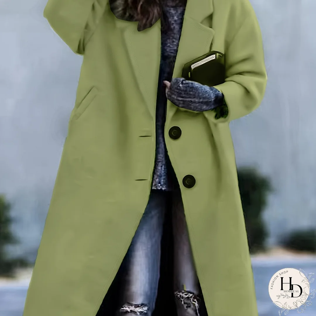 Lapel Long Length Overcoat, Casual Open Front Versatile Outerwear, Women's Clothing