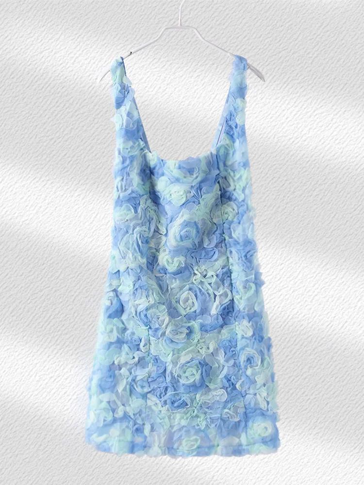 Women Fashion 3D Flower Sexy Slim Hip Package Female Party Mini Dress