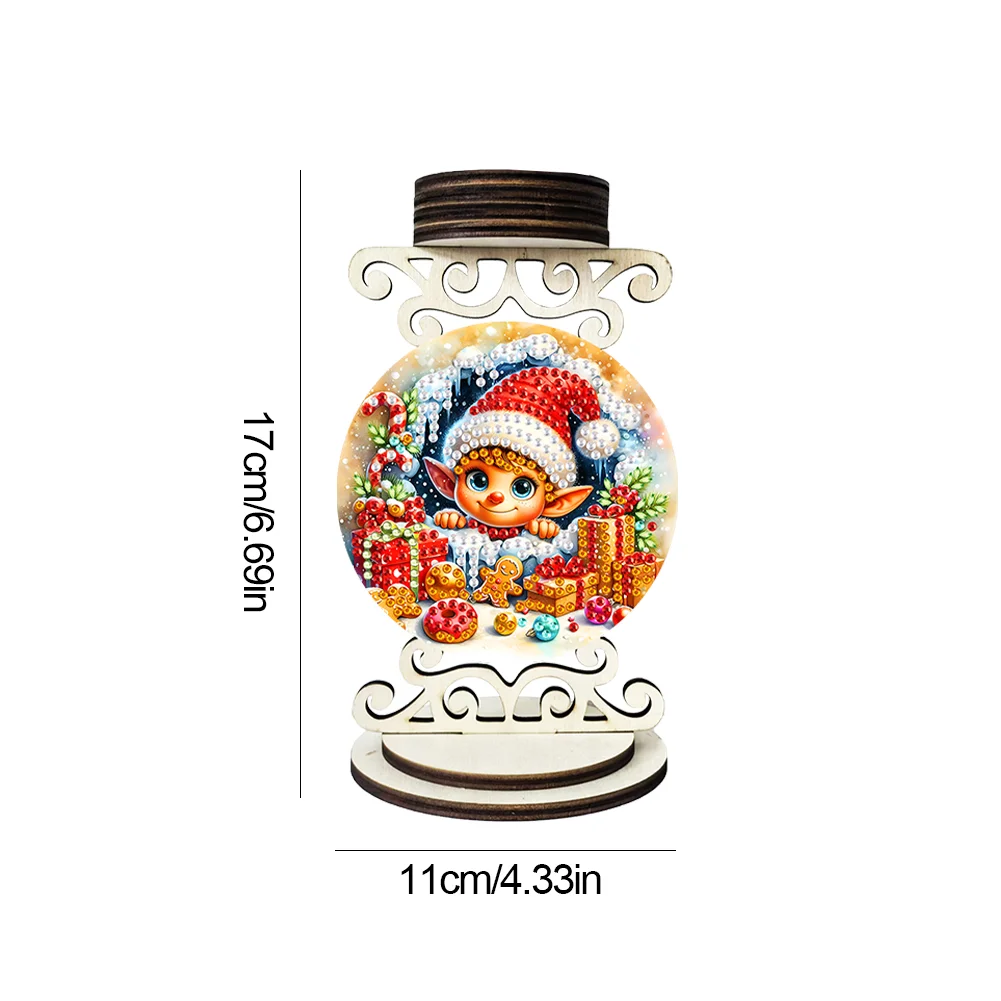5D DIY Elf Wooden Special Shaped Christmas Theme Diamond Painting Candle Holder