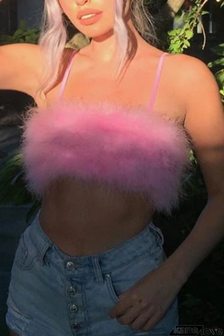 Solid Color Sleeveless Fuzzy Crop Top