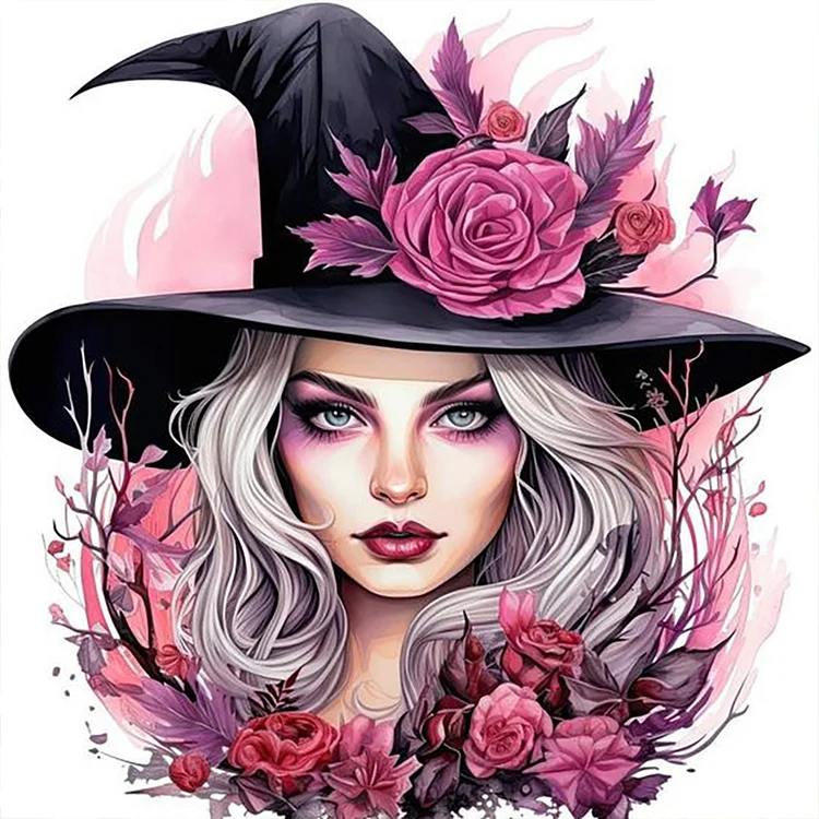 Rose And Magic Witch 30*30CM (Canvas) Full Round Drill Diamond Painting gbfke