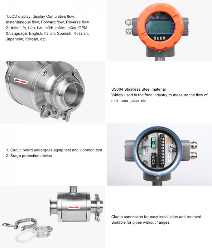 Soy Sauce Electromagnetic Flow Meter RS485 316L Electromagnetic Flow Switch 0