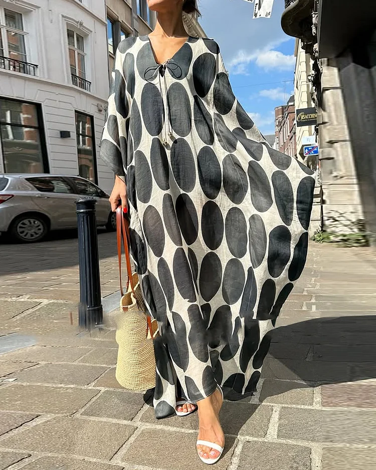 Loose Fit Printed Pullover Dress