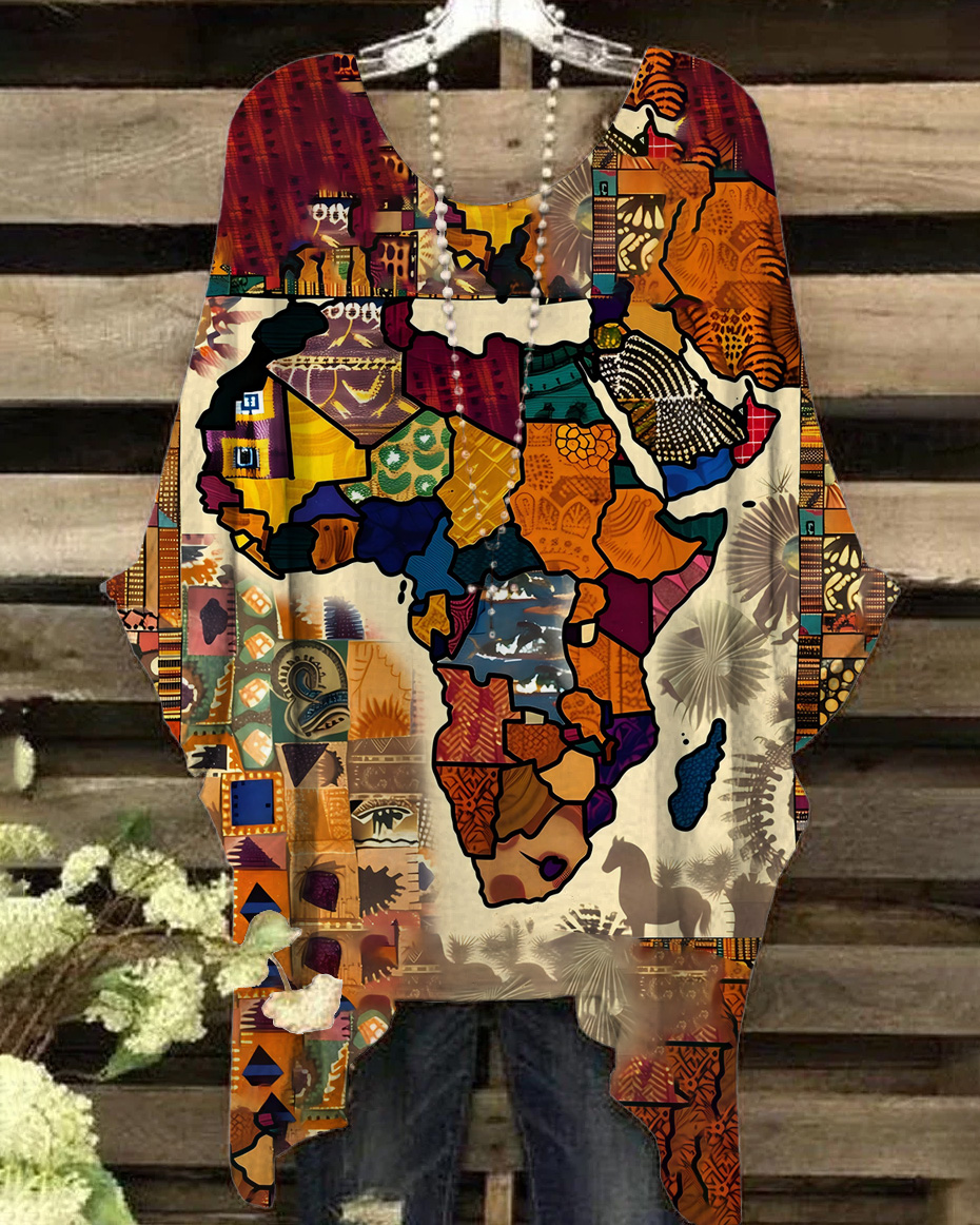 Vintage Map Print Blouses