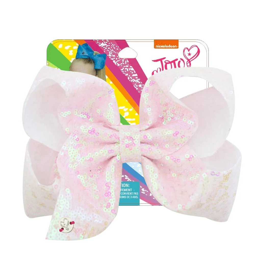 8" Sequin Rainbow JoJo siwa Bow With Hair Clip For Girls Kids Handmade Boutique Knot Jumbo Hair Bow Hairgrips Hair Accessories