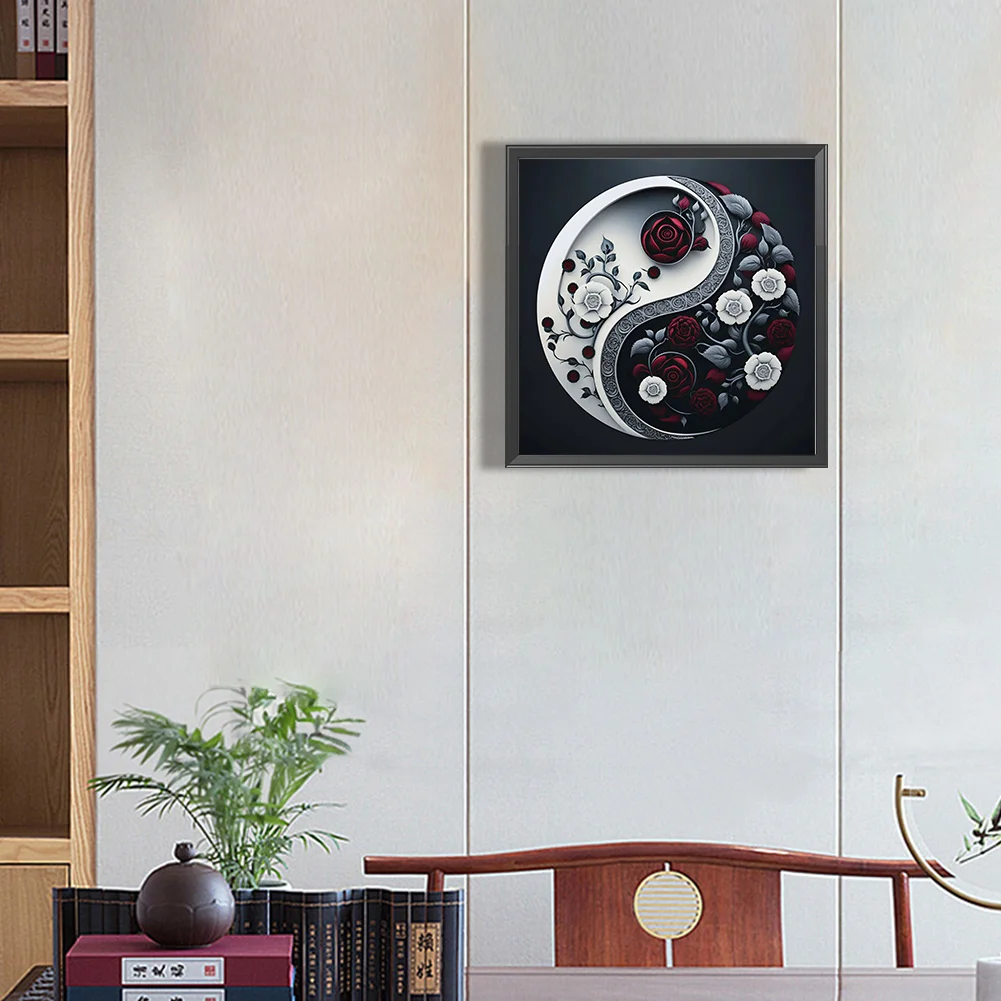 Diamond Painting - Full Round Drill - Yin Yang Flower(30*30cm)