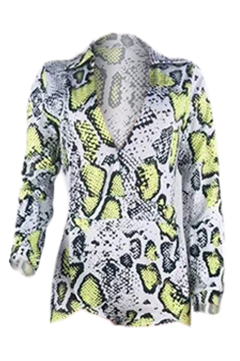 Sexy Print Long Sleeve Romper