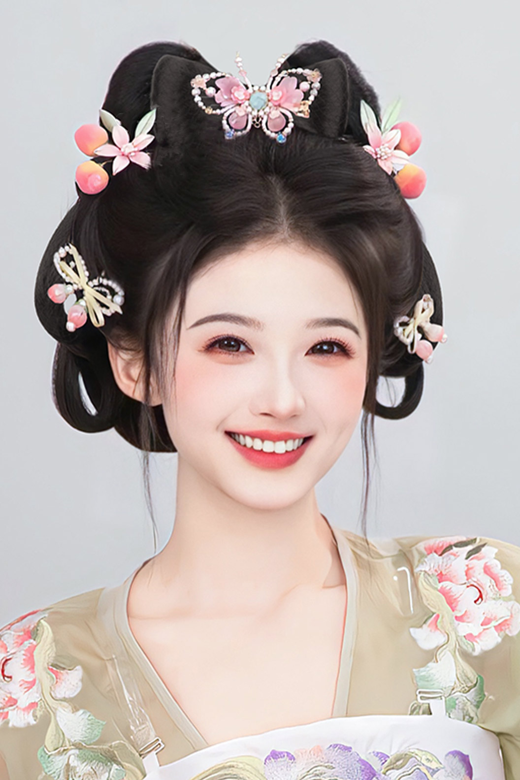 Chinese Hair Bun Tang Dynasty Hanfu Wig Traditional Chinese Hairstyle Stupa Stones