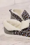 Women's Leopard Print Ankle Patched Flat Winter Warm Fur Boots Shoes 