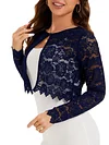 Elegant Women's Lace Cardigan Sweater - Polyamide Knit Fabric, Solid Color, Round Neck, Spring/Summer/Autumn Collection