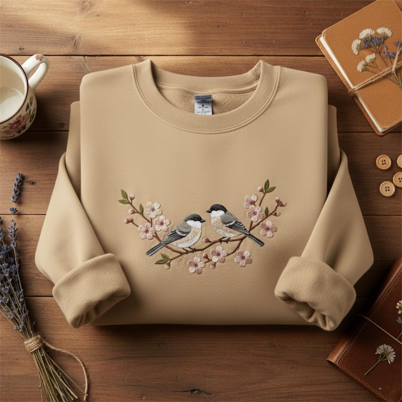 Woodland Birds Embroidered Sweatshirt wearshes