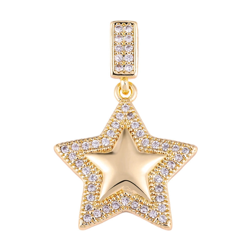 1 Piece Copper Zircon Four Leaf Clover Round Heart Shape Pendant Jewelry Accessories