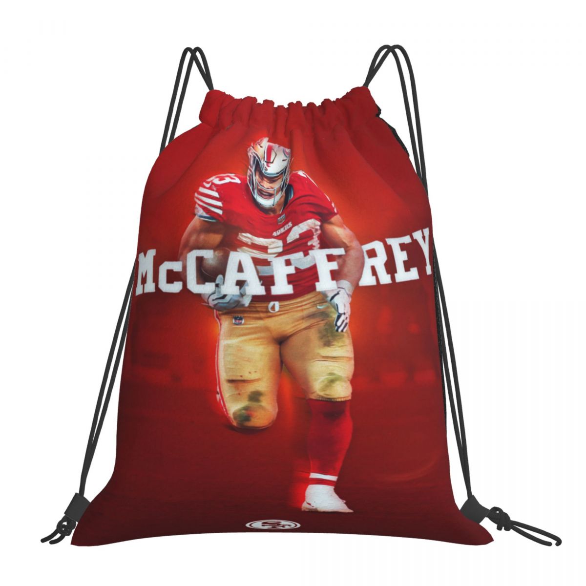 San Francisco 49ers Christian McCaffrey Waterproof Adjustable Lightweight Gym Drawstring Bag