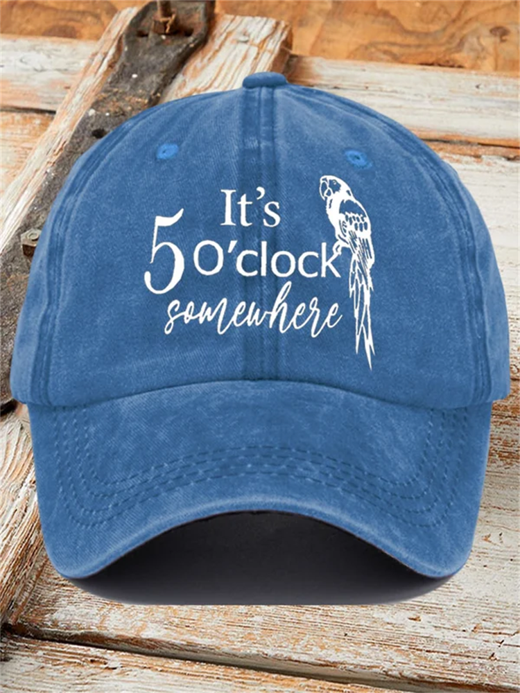 Retro It's 5 O'clock Somewhere Print Baseball Cap