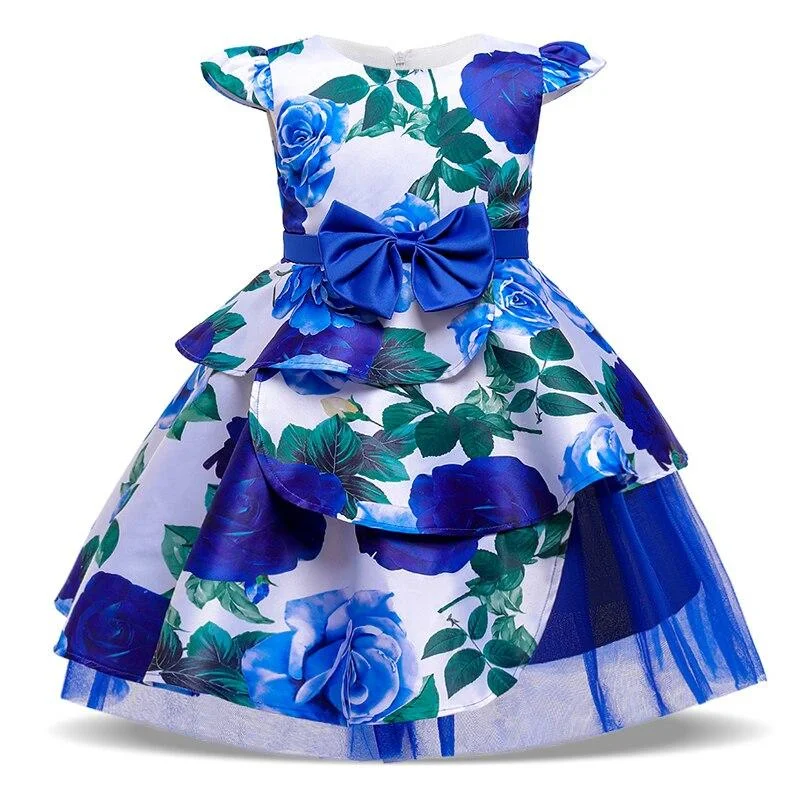 2021 Formal Kids Vintage Embroidery Dress For Girl Children Costume Prom Party Princess Dresses Girls Vestido Short Sleeve Gown